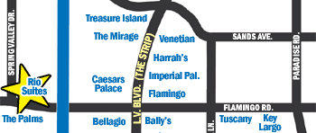 Location of Rio Suites Hotel and Casino