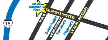 Location of Jackie Gaughan's Plaza Hotel and Casino